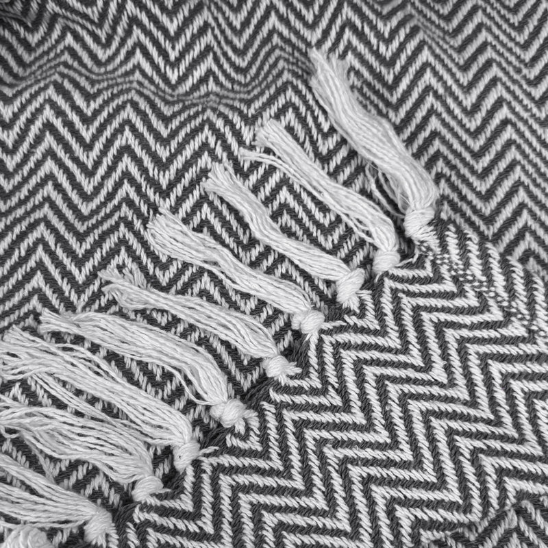 Audley Chevron Herringbone Throw Blanket, 150 cm x 200 cm, Charcoal