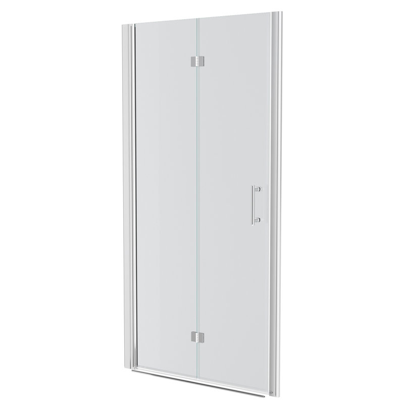 30"W X 72"H Fold Frameless Shower Door With Tempered Glass, Chrome