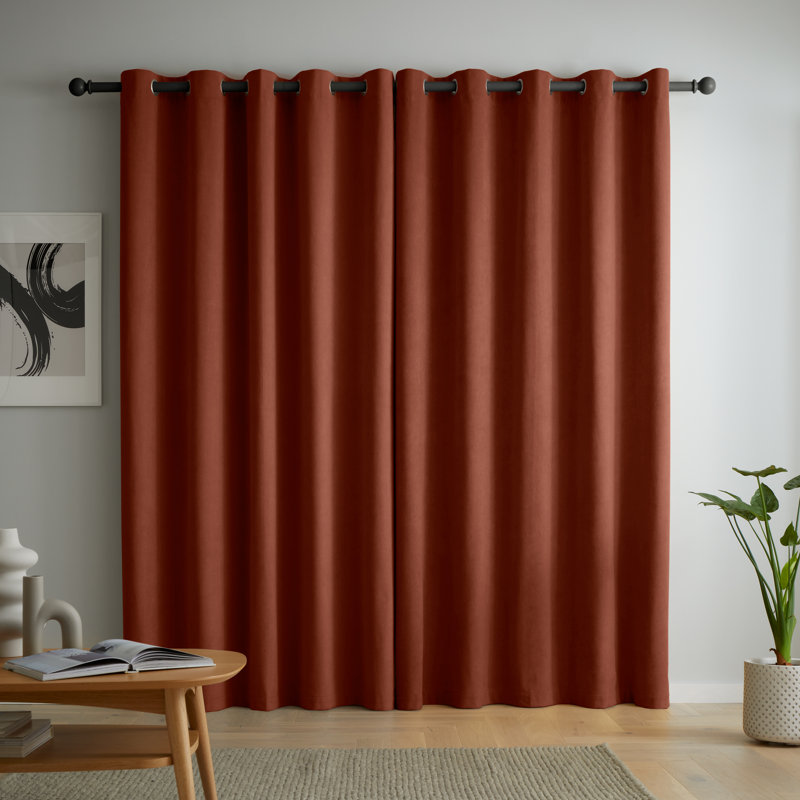 Wilson Blackout Thermal Curtains, 168cm Width x 137cm Drop, Orange, 2 Panels