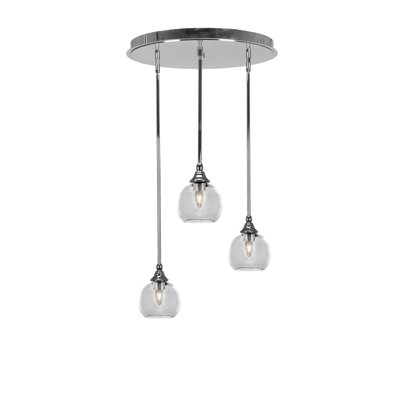 Luminaire suspendu en forme de grappe 3 lumières empire avec verre transparent 5,75 po Empire