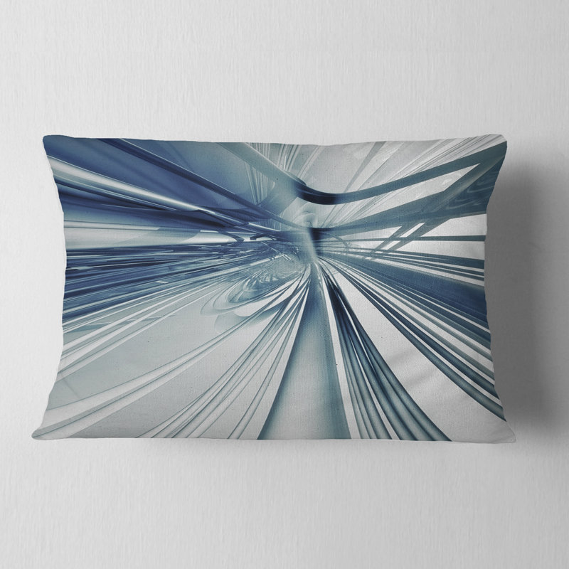 Art texturé bleu 3D - coussin abstrait imprimé, Rectangulaire, 12 po x 20 po