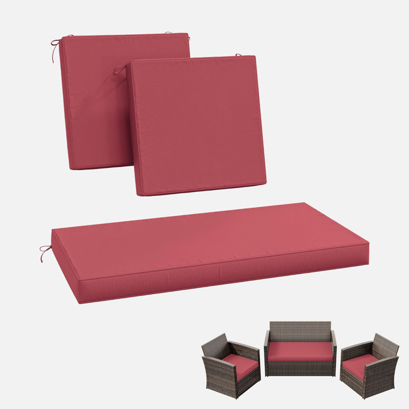 Coussins de siège d'extérieur (ensemble de 3), Fuchsiar