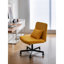 Fauteuil de bureau croisé réglable en lin jaune avec roulettes, idéal pour une utilisation à l'intérieur, offrant un réglage de la hauteur et des roulettes pivotantes à 360 °-1012374885