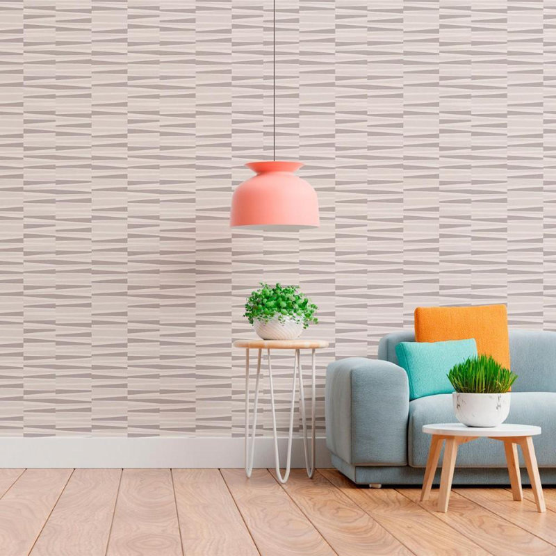 Rouleau de papier peint adhésif L 126 po x l 24 po Meikhi, Gris/crème