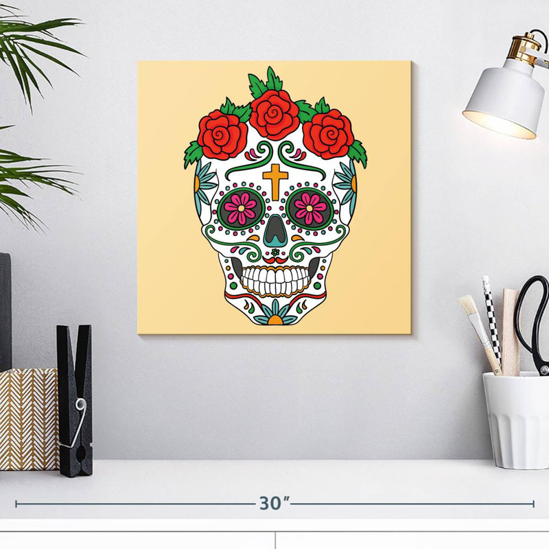 Kerner Mexican Floral Skull, 16" H x 16" W