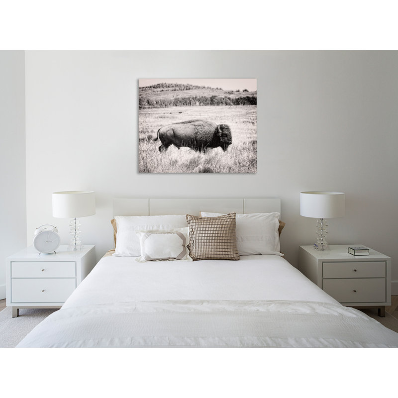 "Buffalo I BW", toile tendue par Debra Van Swearingen, H 12 po x l 15 po x P 1,5 po