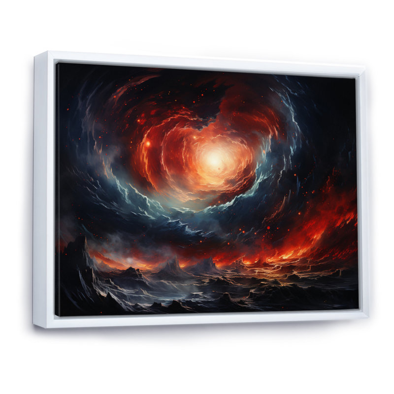Rêves de galaxie astronomique orange gris, H 30 po x l 40 po x P 1,5 po, Cadre flottant blanc