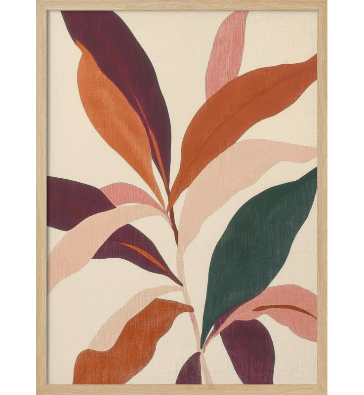 "Abstract Plants" Framed Textured Wall Art, Beige, 48" H x 36" W