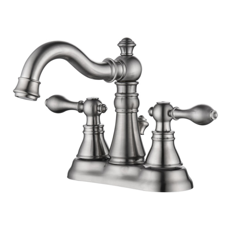 Signature Collection Double Handle Centerset Lavatory Bathroom Sink Faucet with Drain Assembly - Brushed Nickel