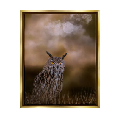 " Nighttime Owl Moonlit Cloudy Sky " by Kelley Parker
