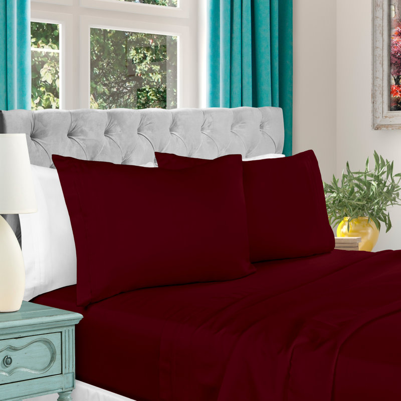 Ensemble de draps en coton 1000 fils Blue Nile Mills, Bourgogne, Grand lit