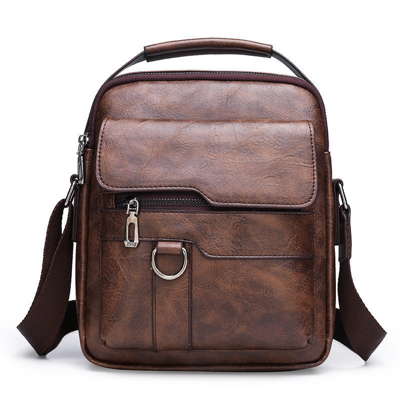 Backpack Men’s Portable Messenger Bag,One Shoulder Storage Bag, Brown