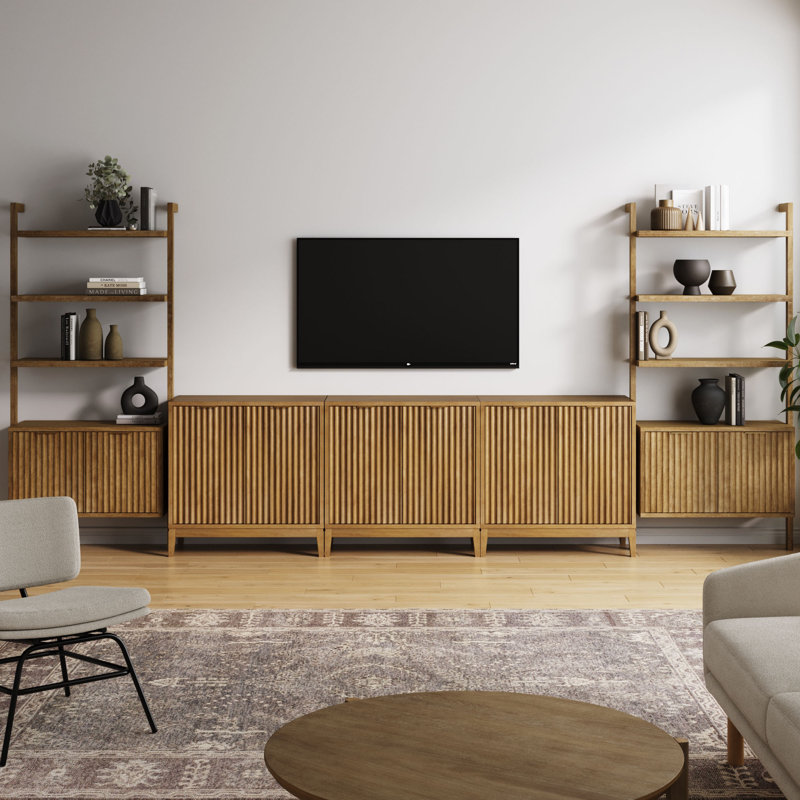 Coady Sideboard And Bookcase Set Entertainment Center, Natural