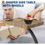Table de bout en C avec roulettes - table d'appoint Couch qui se glisse sous, tables de plateau pivotantes en C 360 ° avec tablettes de rangement et tables de canapé-560626880