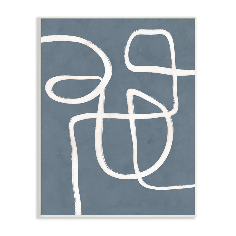 Dessin abstrait ligne abstraite cursive, Plaque murale, H 13 po x l 19 po