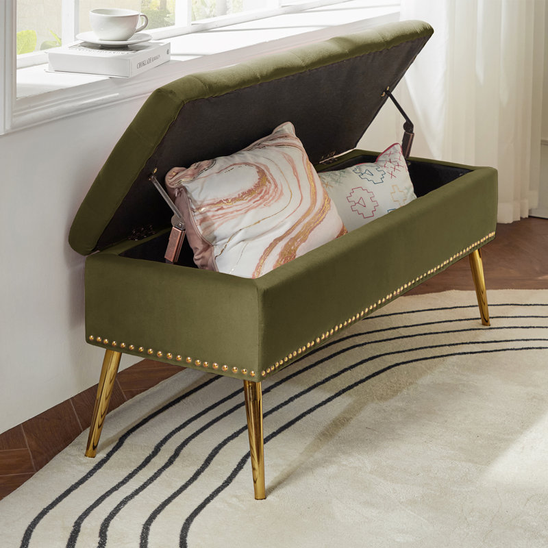 Banc de rangement rembourré en velours Kajana, Mousse