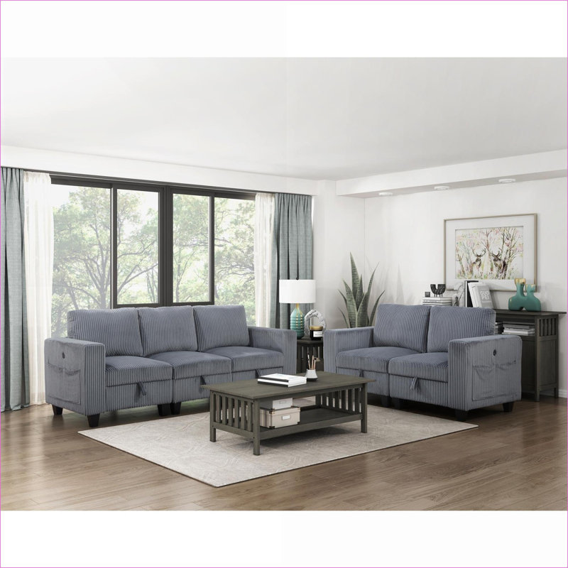 Fauteuil d'appoint sans accoudoirs gris anthracite, revêtement en velours côtelé avec rangement, sièges modernes pour salon, adultes