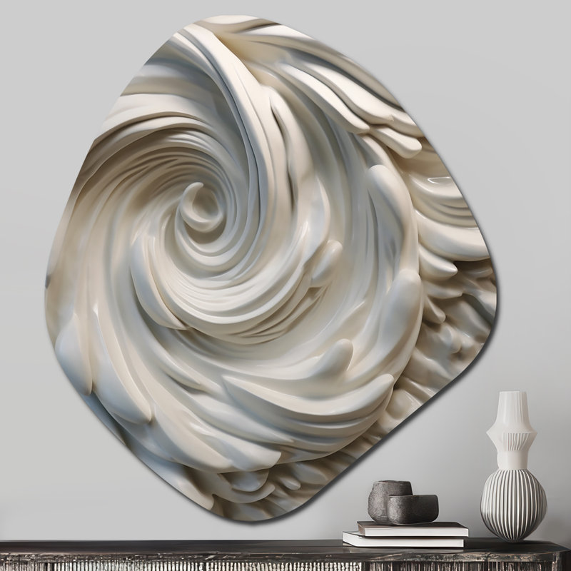 Crème spirale nébuleuse I - art mural asymétrique en forme de nébuleuse spirale abstraite, H 28 po x l 25 po