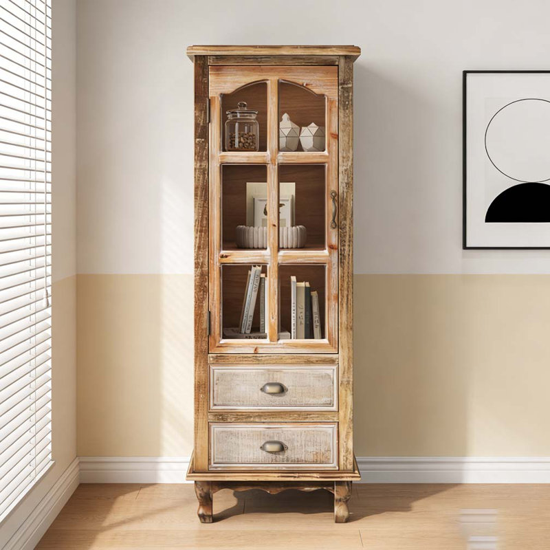 Rustic Wooden Storage Cabinet, Ancient White
