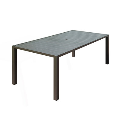 Table de salle à manger d'extérieur, table de patio carrée à lattes en métal