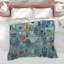 Édredon floral abstrait bleu-128697069