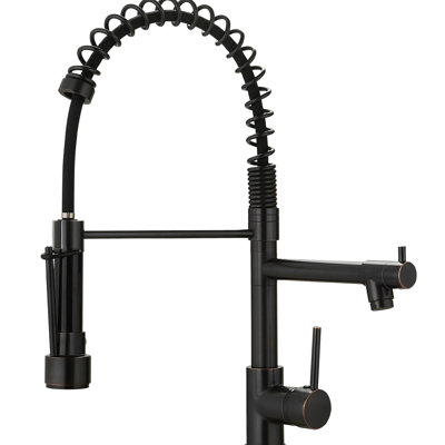 Robinet de cuisine avec poignée rétractable en bronze huilé, levier à poignée simple, rotation de 360 degrés, robinet en céramique, rotation commerciale moderne, conception