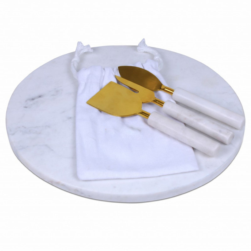 Ensemble de planche à fromage et de couteaux 12 po, Blanc