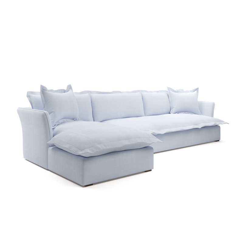 Canapé modulaire avec méridienne Haven, Mélange de polyester blanc