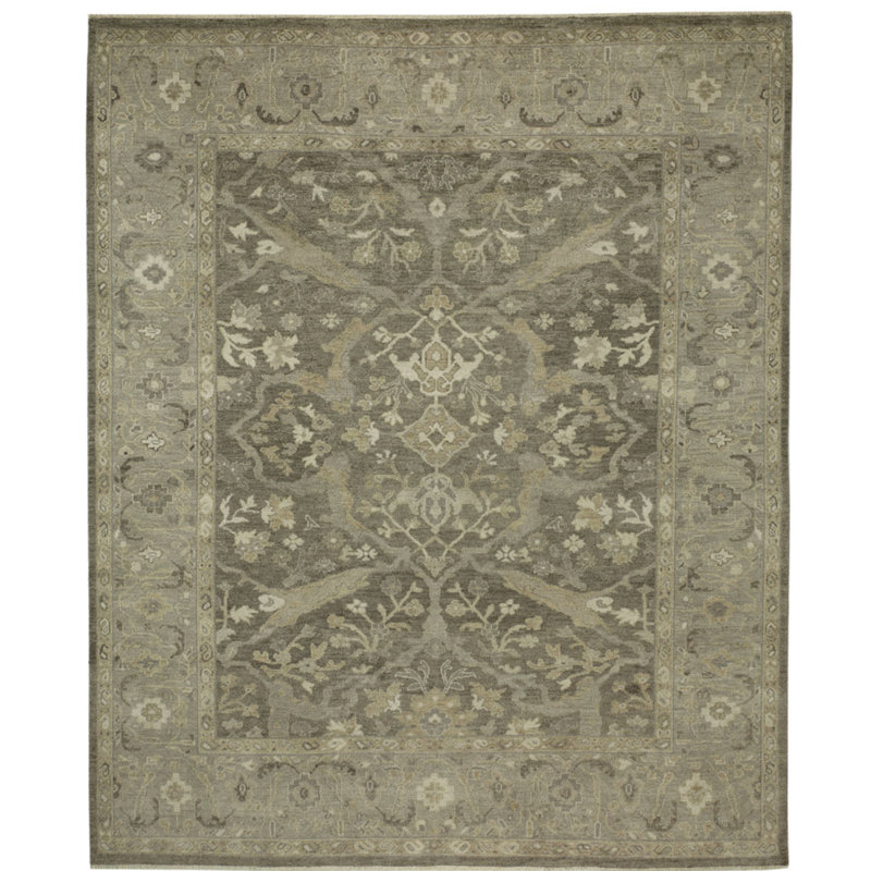 Sultanabad Arandis Hand Knotted Wool/Cotton Gray Area Rug, Rectangle 9' x 12'
