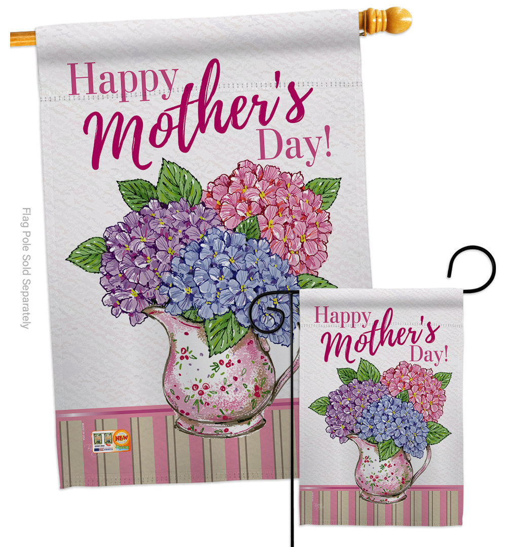 Double Sided 40'' H x 28'' W Polyester Mother's Day Flag Set Breeze Decor
