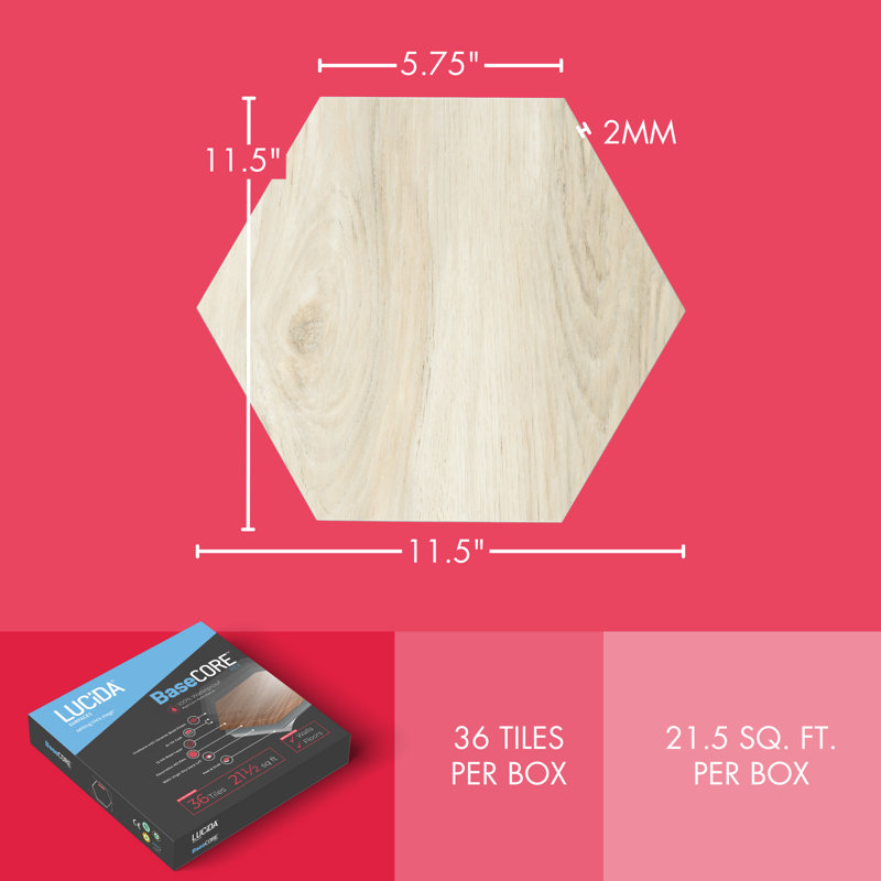 BaseCore HEX 12mil x 5.75" W Peel and Stick Vinyl Plank Flooring, Pistachio
