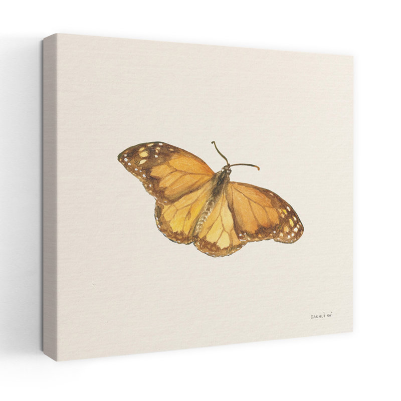 Art contemporain avec papillon et fleurs de miel III, H 24 po x l 24 po