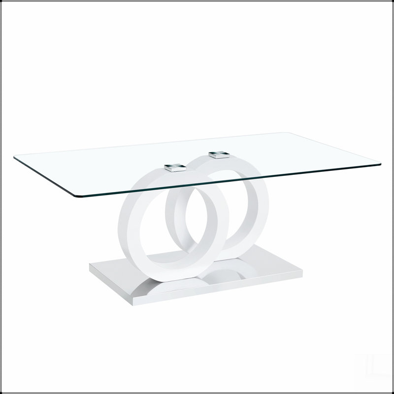 Table basse en MDF de style contemporain avec base blanche - Convient aux salons et aux salons