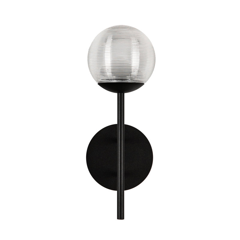 Claremont 1 - Light LED Outdoor Armed Sconce, Clear Ribbed