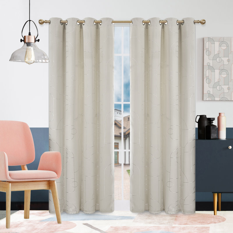 Ashleeann Room Darkening Curtain Panel Pair, 52" W x 108" L, Light Beige