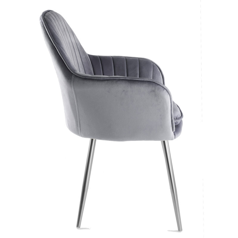 Ariella Velvet Armchair, Dark Grey, Silver