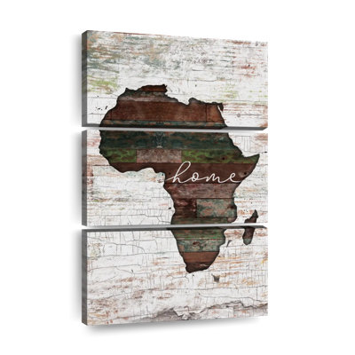 " Home Wooden Africa Continent Map " by Jorge S 3 - Pieces