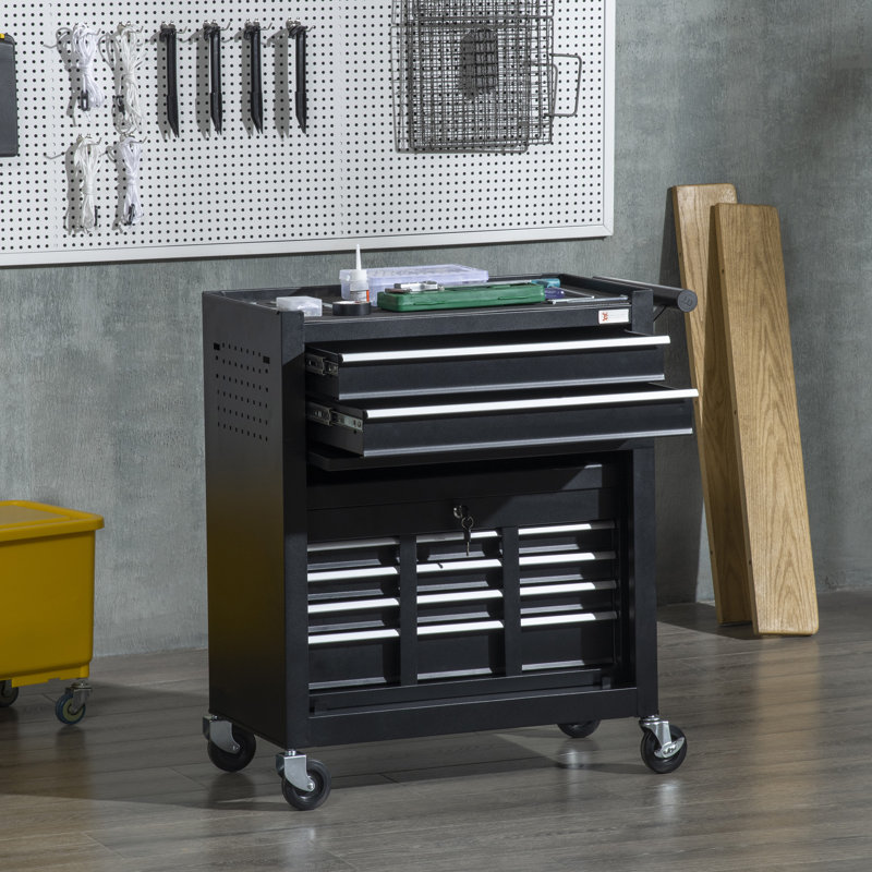 Sikander 27.6'' W 4 -Drawer Steel Combination Set with Wheels, Black