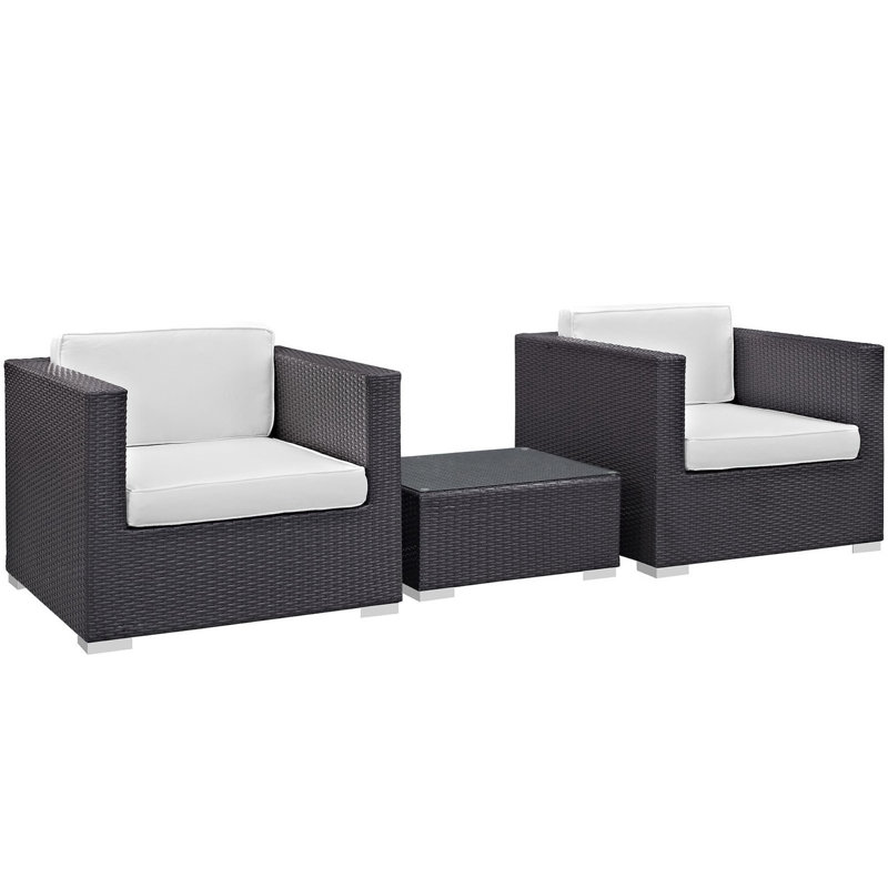Ensemble de canapé d'extérieur 3 pièces blanc espresso Arcadia, Blanc
