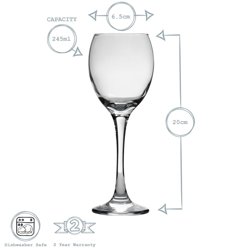 Argon Tableware - Classic White Wine Glasses - 245ml - Clear