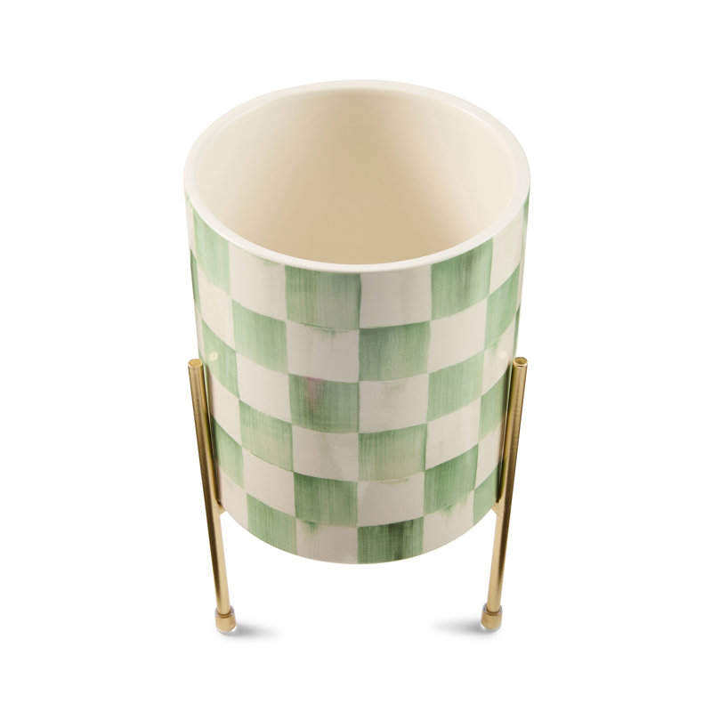 Rosy Check Tabletop Planter, Green