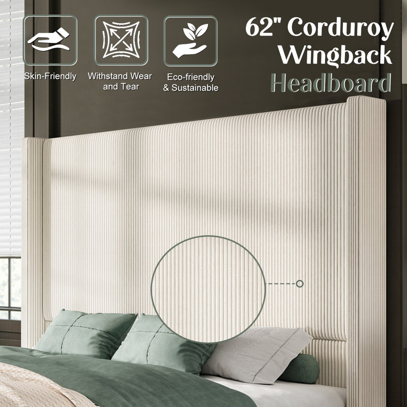 Dunwoody Upholstered Wingback Platform Bed