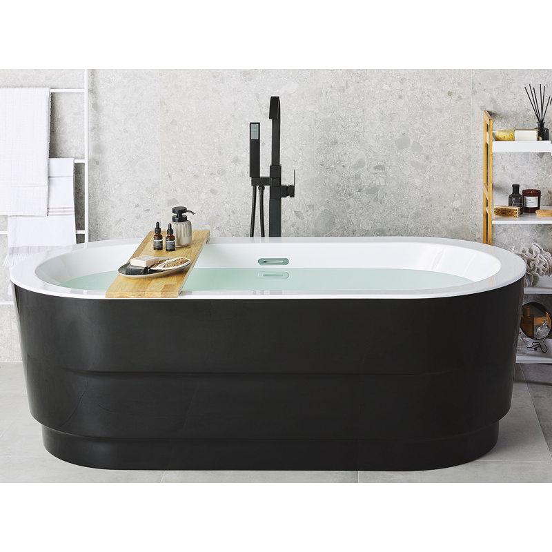 Chaves 800 mm W Freestanding Acrylic Bath, Black