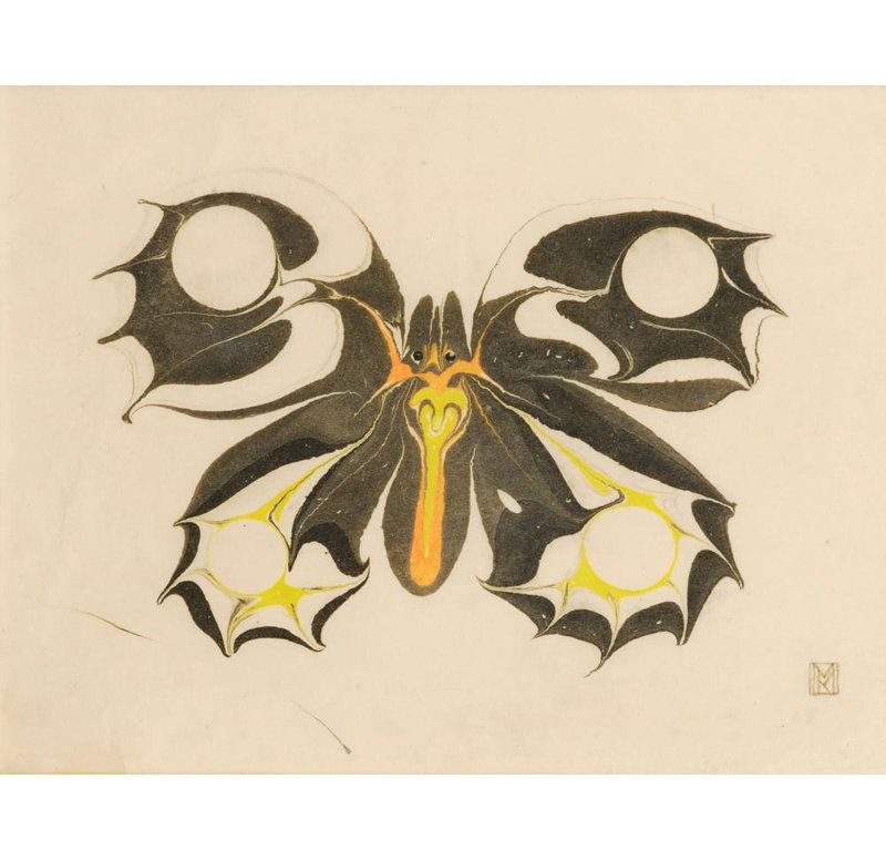 «Butterfly» par Koloman Moser, reproduction d'art sur toile tendue, H 24 po x l 17 po
