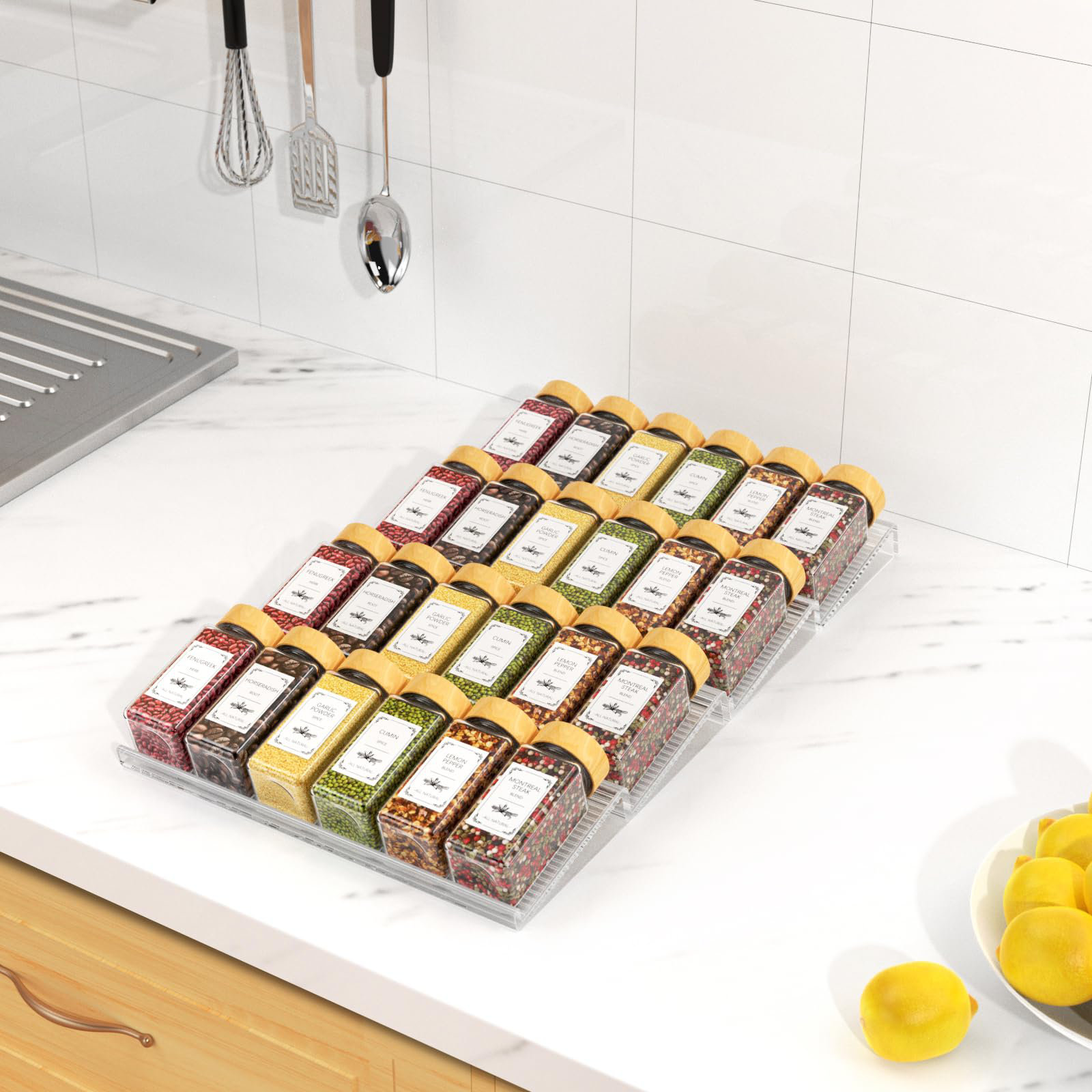 Prep & Savour Spice Drawer Organizer With 24 Spice Jars, 355 Spice ...