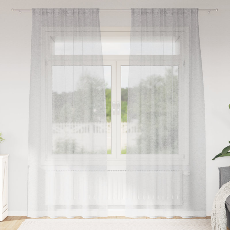 Suzzy Semi Sheer Curtain Pair, 225cm Width x 140cm Drop, Light Grey