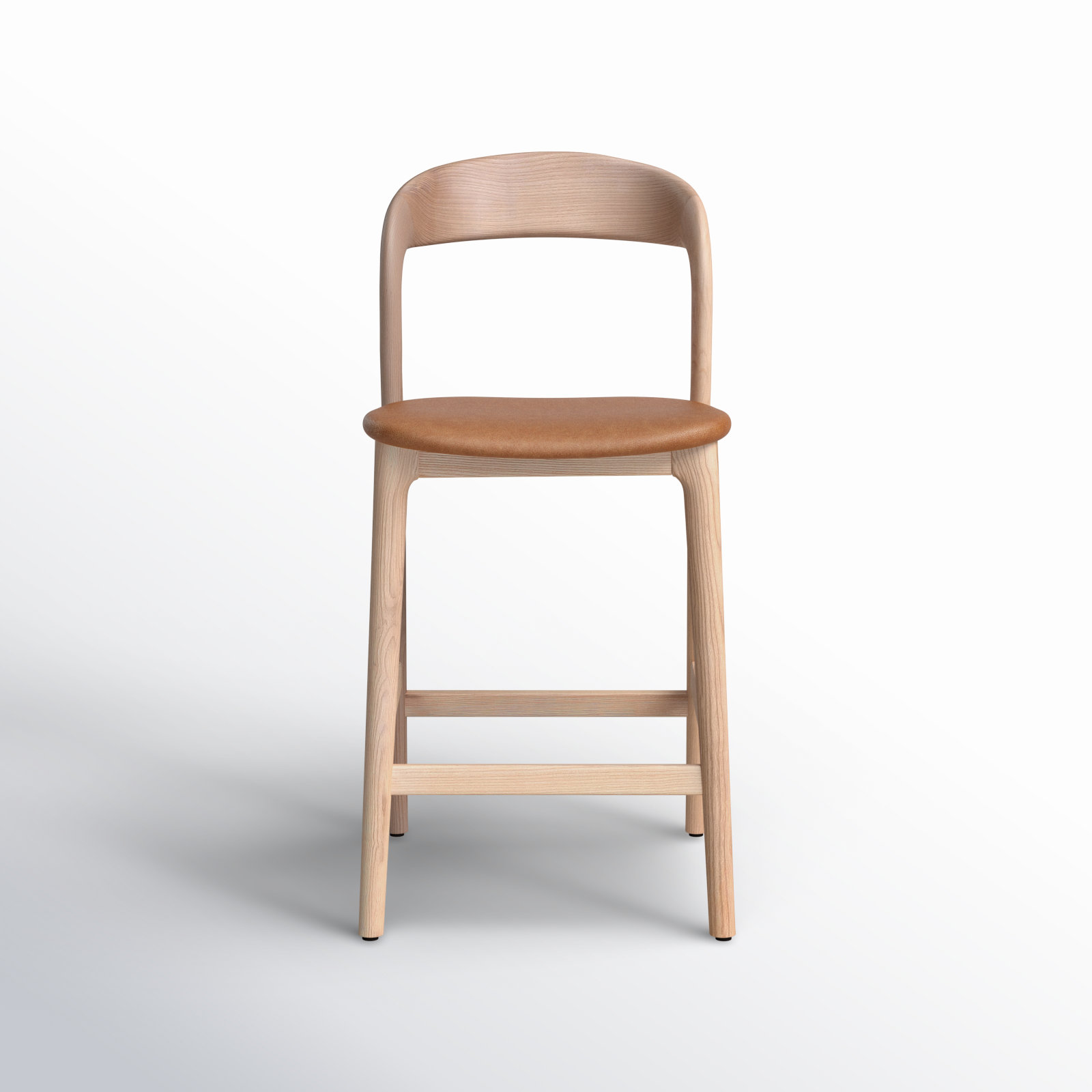 Kayla Leather Bar & Counter Stool, Counter Stool (26" Seat Height), Butterscotch Genuine Leather/Natural