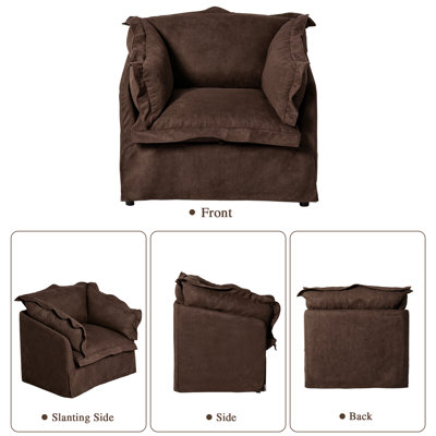 Chaise rembourrée vintage avec rangement caché et housse amovible