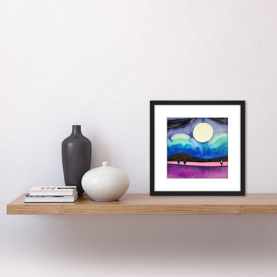 Modern Watercolour Night Harvest Moon - Single Picture Frame Painting