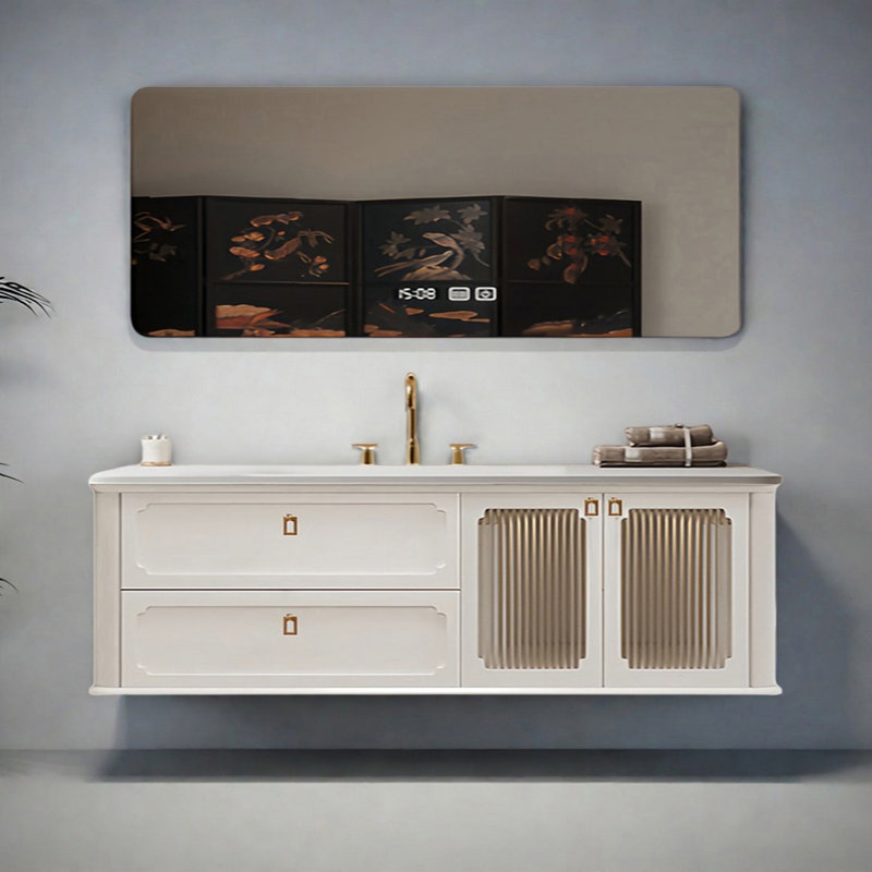 Armoire de salle de bain Wabi-sabi, H 19,68 po x l 70,86 po x P 19,68 po